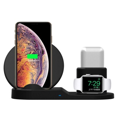 2019 New Arrival Wireless Charger 3 in1 10W Fast Wireless Charging Pad Luxury Qi Stand Wireless Charger Mobile Phone Charger