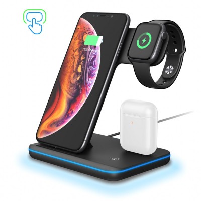 Wireless charger stand 3 in 1 15W wireless charger device for mobile phone 2.5W charger for watch 2W charging pad for earphone