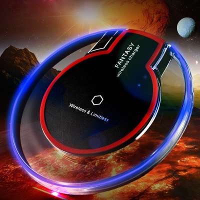 Universal Crystal Qi Wireless Charger Pad With LED Light Compatible All Support Qi Technology Mobile Phone Wireless Charger